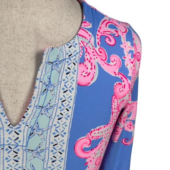 Lilly Pulitzer Karina Tunic Top Women’s Small Blue Peri Go With The Flow Pink - Picture 3 of 9